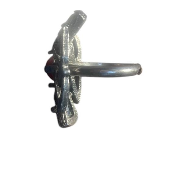 Vintage Celtic Carnelian and Agate Ring with Adjustable Shank Size 7 - Picture 4 of 6